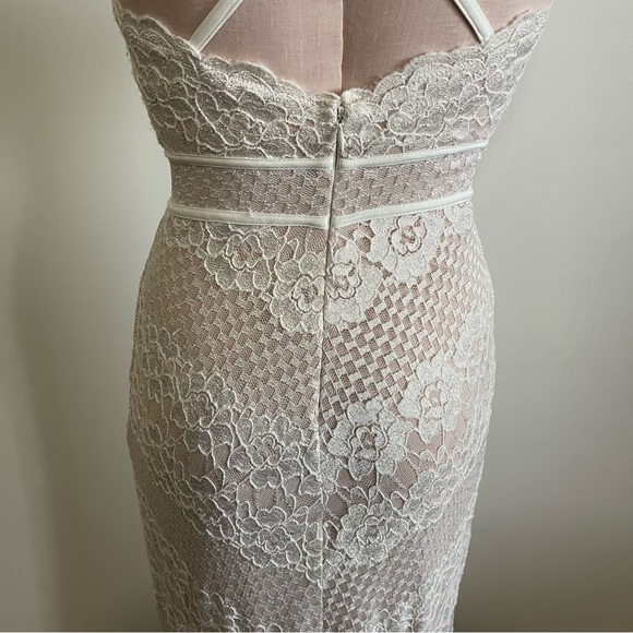 MORGAN & CO Lace Nude Prom Special Occasion Dress Halter-neck - Picture 12 of 15